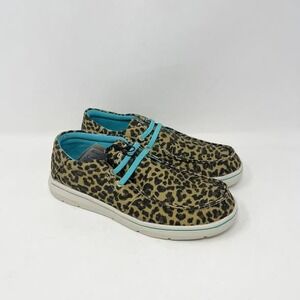 Ariat Hilo Shoes Youth Big Girls 4 Sparkle Leopard Canvas Western Casual Loafer